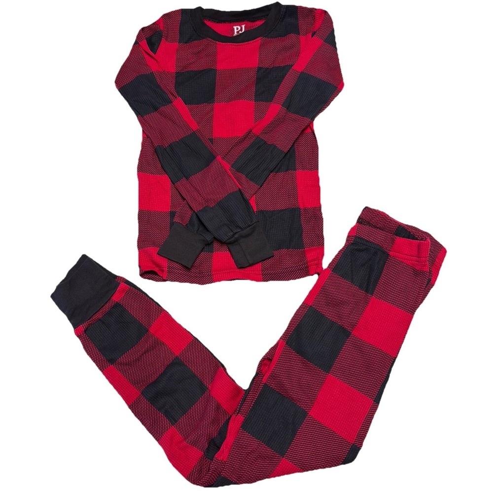 PJ‎ Place Pajama Set 2pc Kids size 7 Red Black Buffalo Check 100% Cotton